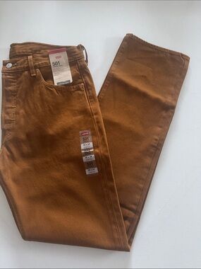 Levis 501 Jeans Mens 33 34 Brown Button Fly
